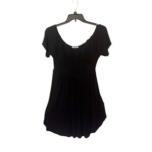 Heart & Hips Black Mini Dress Womens 1X Short Sleeve Casual Comfy Cute
